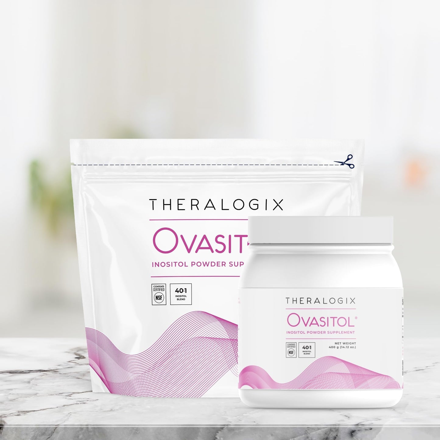 Polvo inositol Theralogix Ovasitol suplemento 180 porciones mujer