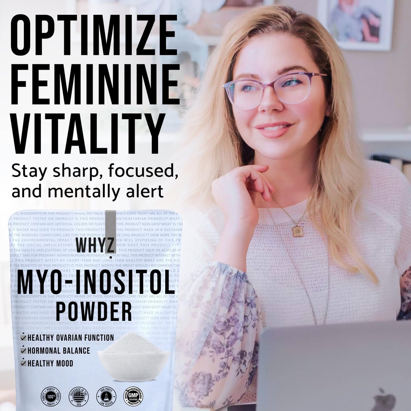 Polvo mio-inositol fácil de mezclar para consumo diario WHYZ