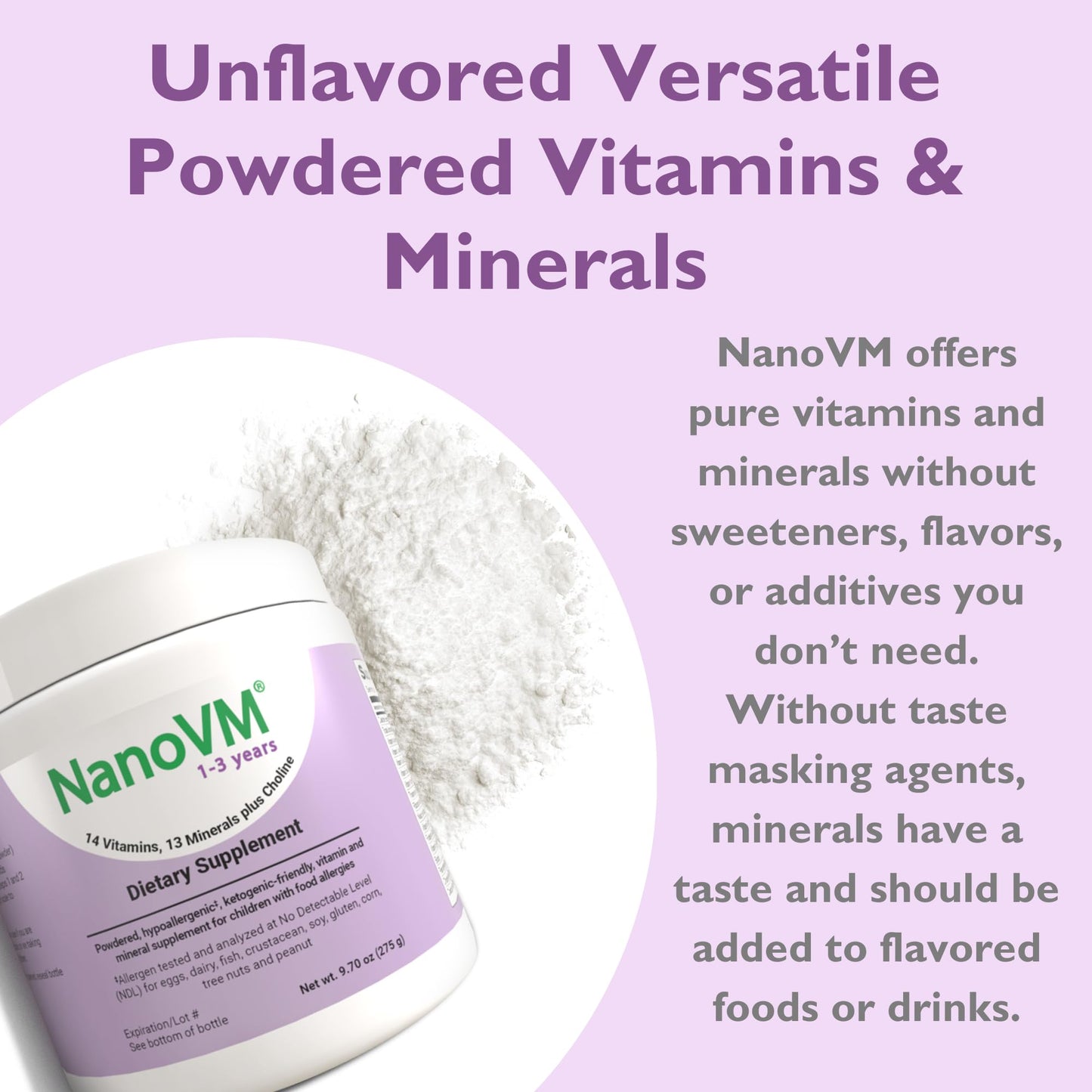 Polvo multivitamínico NanoVM sin saborizantes