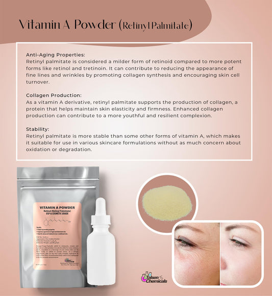 Polvo retinol vitamina A grado cosmético Talsen Chemicals