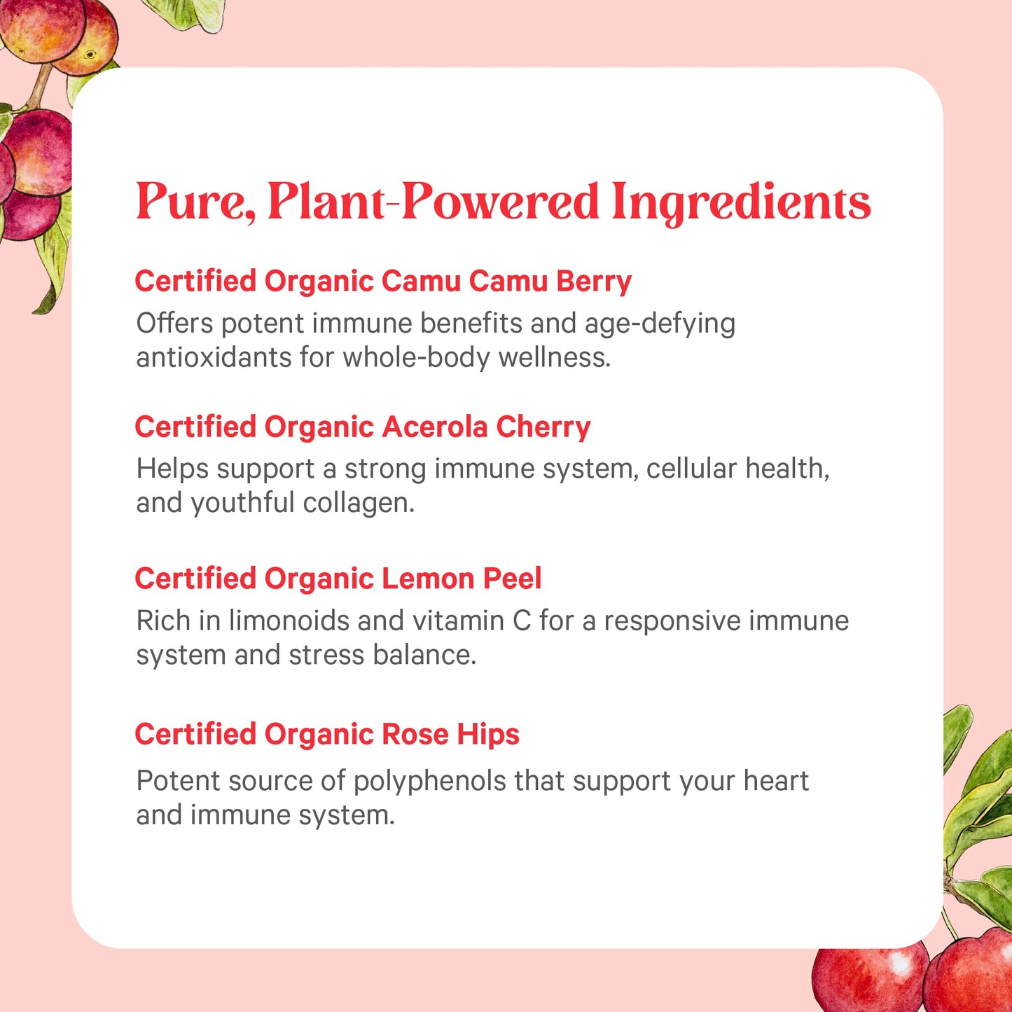 Polvo de vitamina c Pure Synergy con extracto de camu camu 4 oz