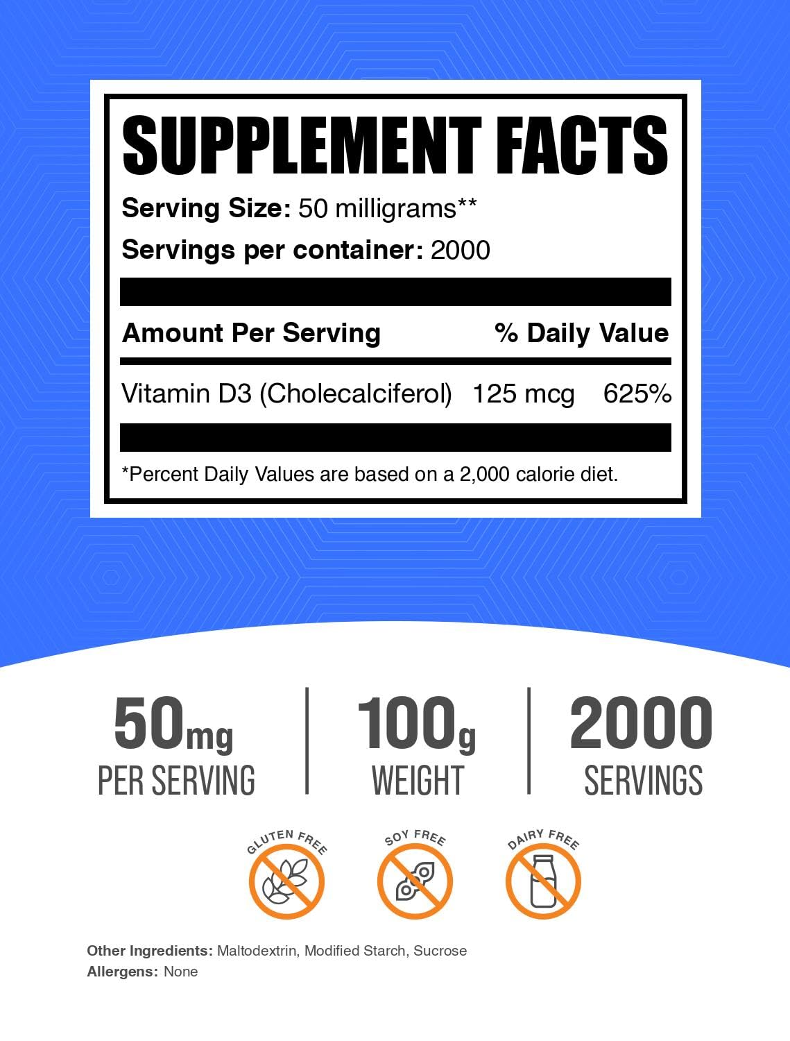Polvo de vitamina d3 5000 iu para soporte inmunológico