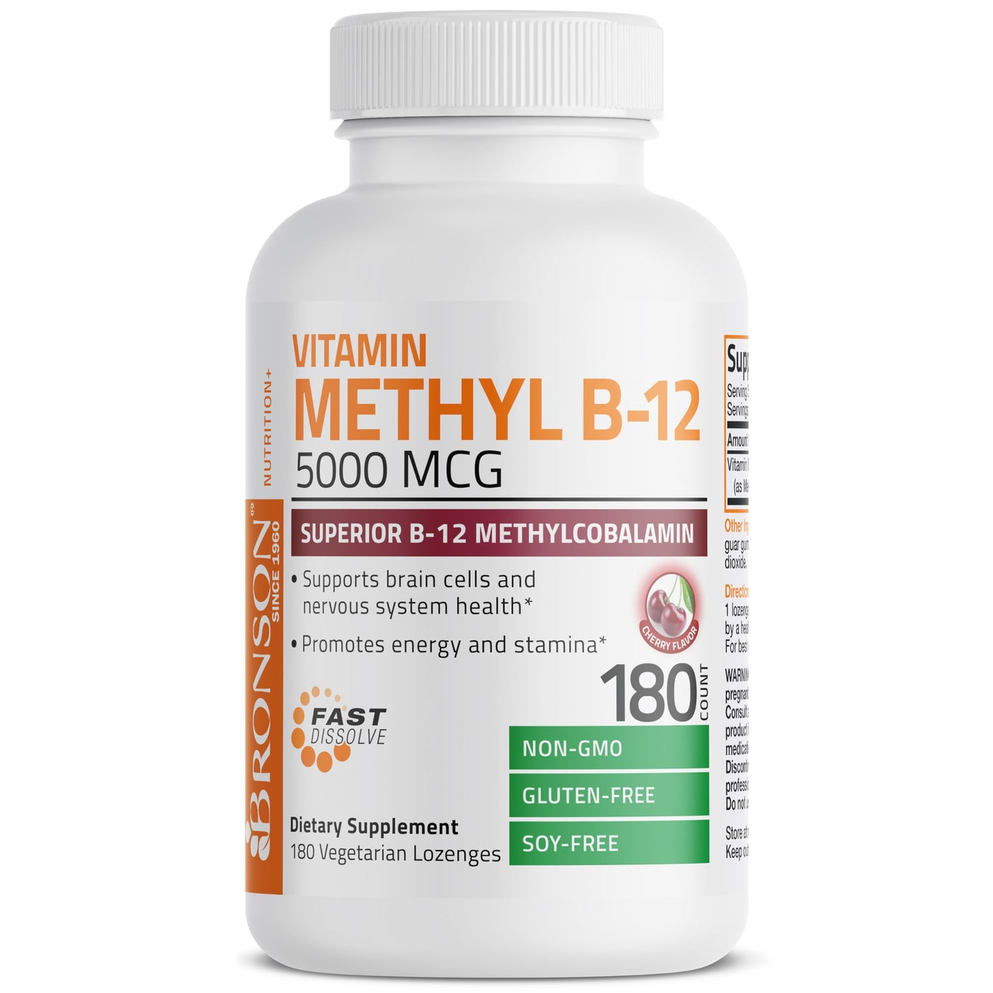 Porción trasera información producto vitamina B12 Bronson