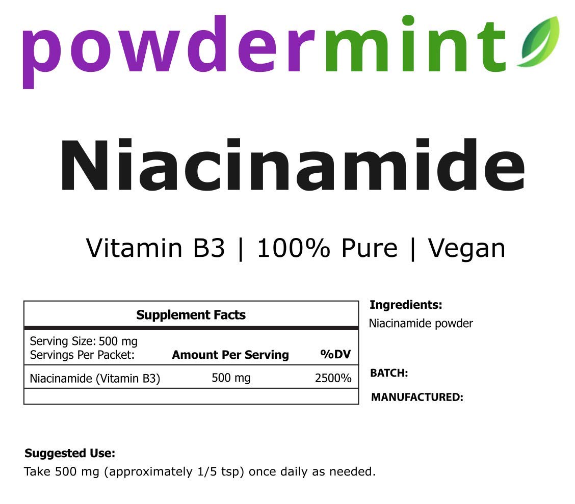 powdermint polvo niacinamida vitamina b3 suplemento para articulaciones