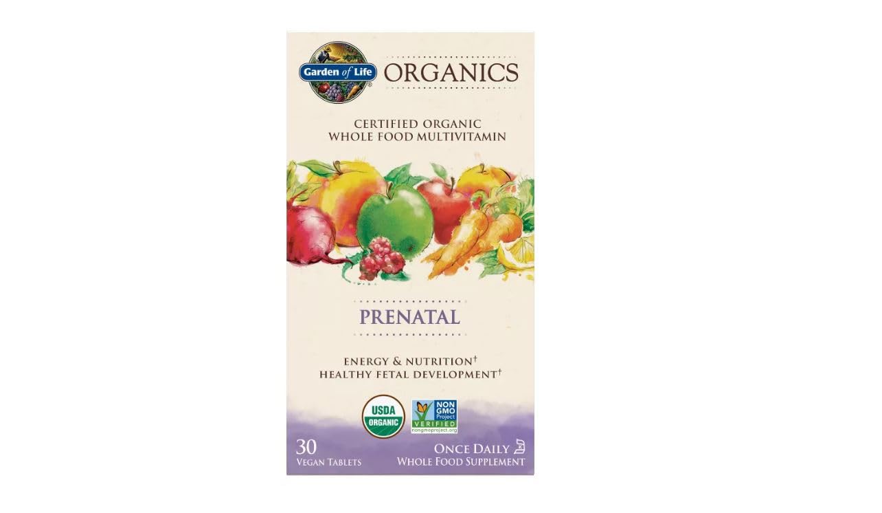 Comprimidos prenatales orgánicos de Garden of Life.