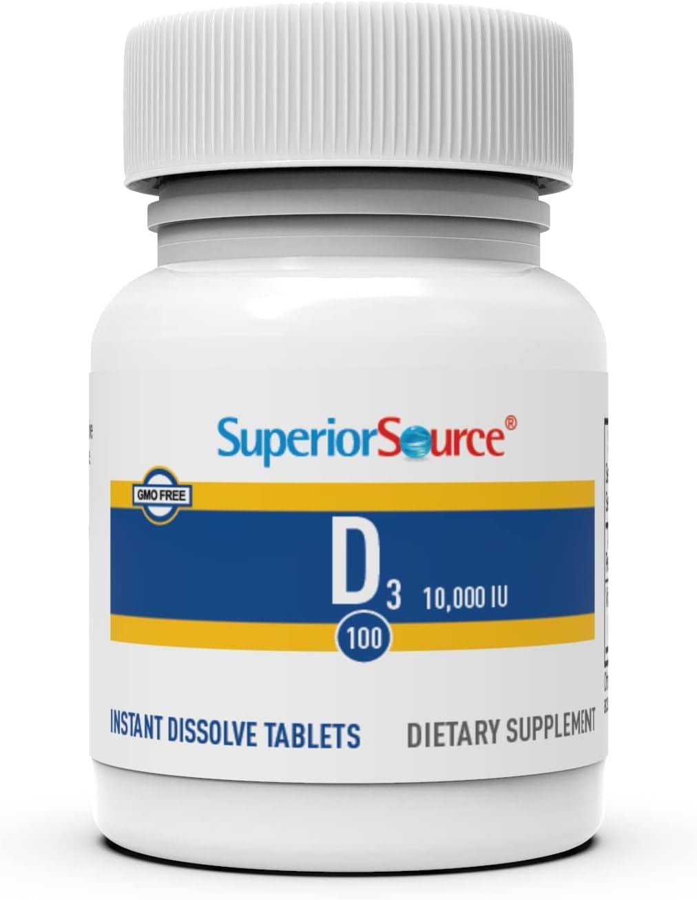 Presentación frontal tabletas vitamina D3 Superior Source