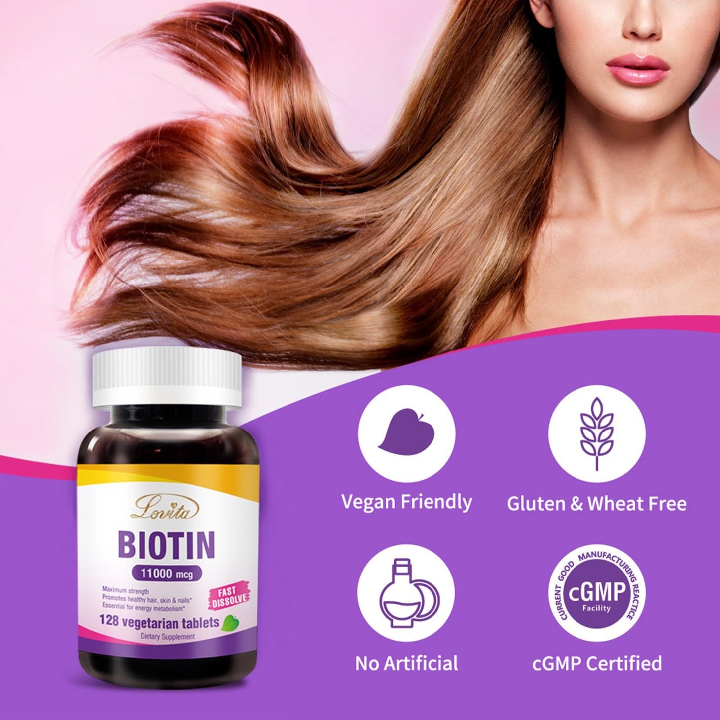 Presentación Lovita biotina de máxima potencia para belleza diaria