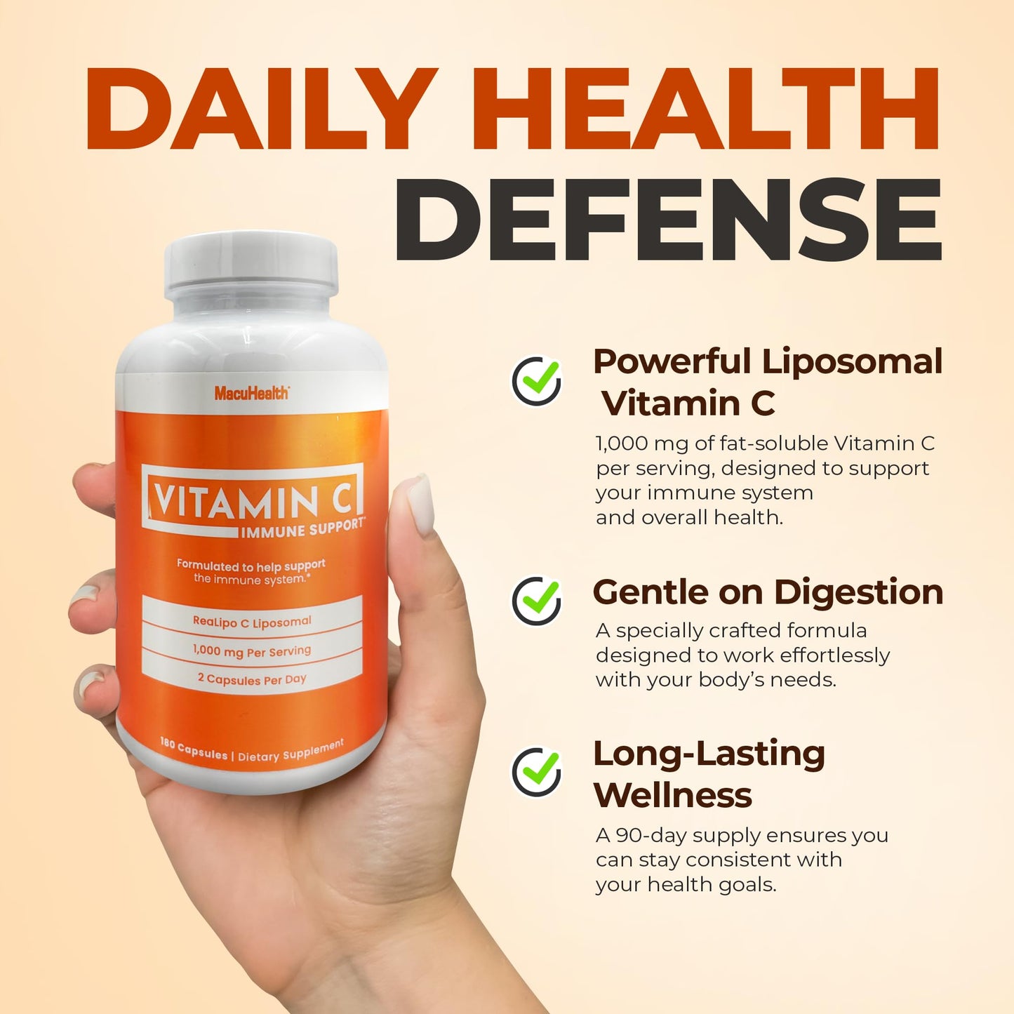 Presentación Macuhealth vitamina C liposomal 1000mg