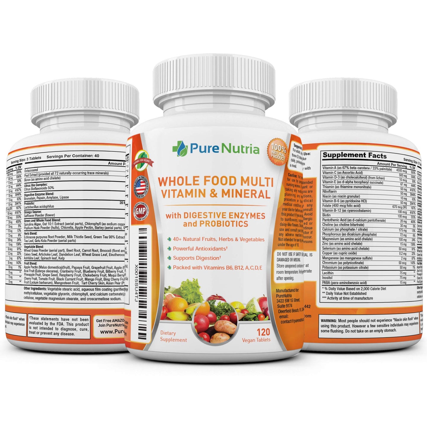 Presentación de multivitamínico alimentos integrales PureNutria