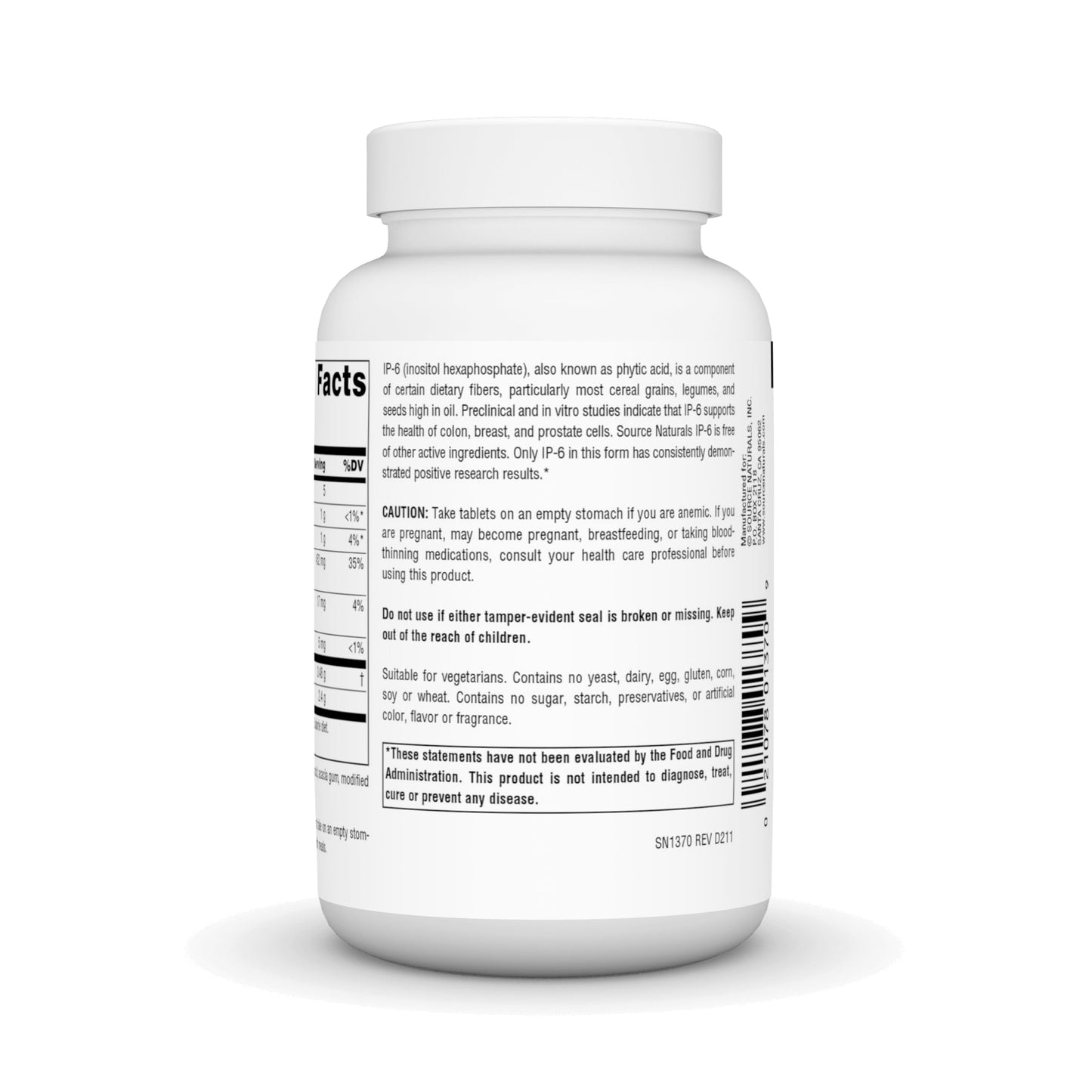 Presentación frontal del suplemento IP-6 Source Naturals