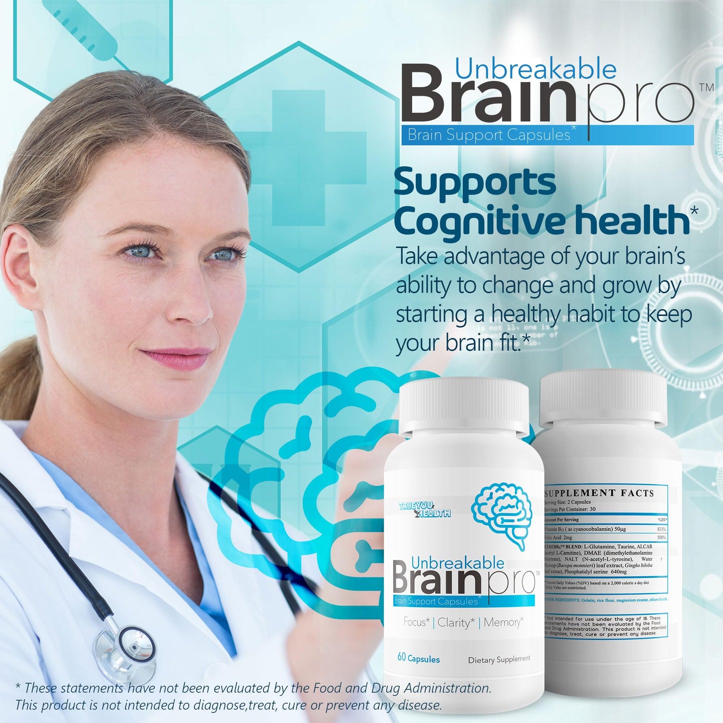 Presentación Unbreakable Brain Pro cápsulas para memoria