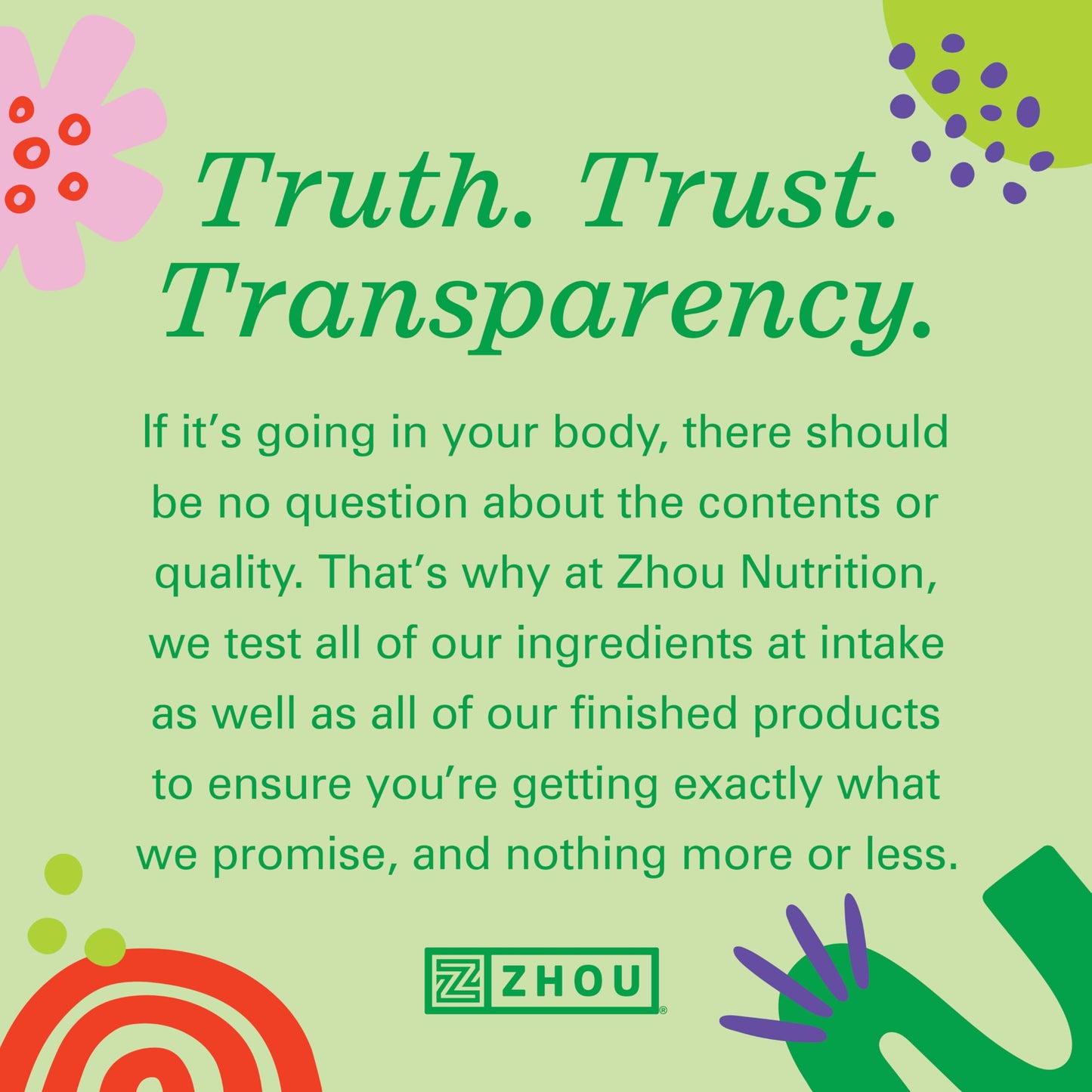 Principios de transparencia de Zhou Nutrition