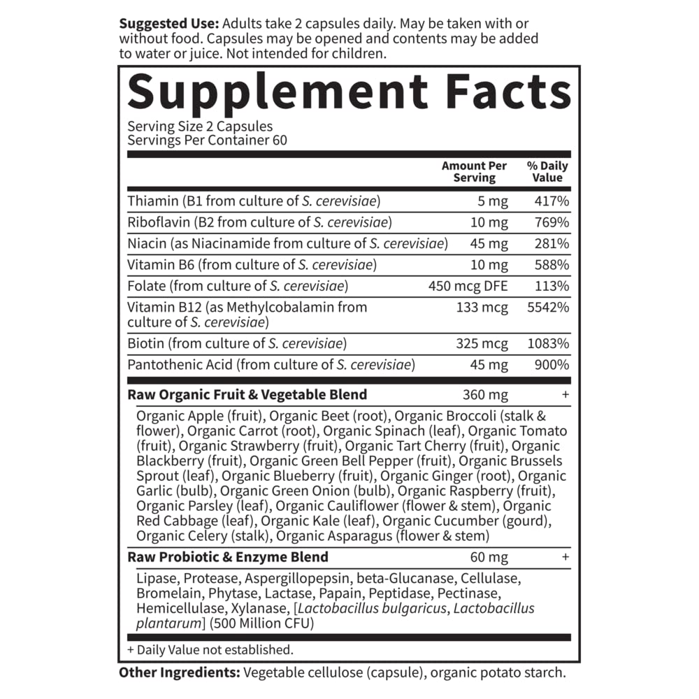 Probióticos y enzimas Garden of Life vitamina b complejo