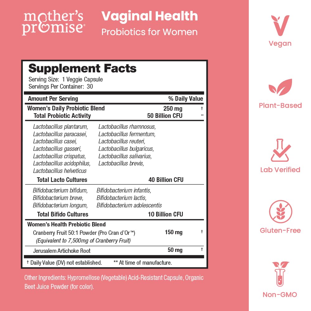 Probióticos vaginales naturales con arándano Mother's Promise