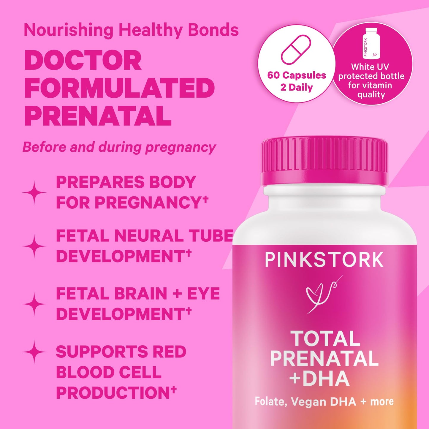 Producto dúo vitaminas prenatales Pink Stork