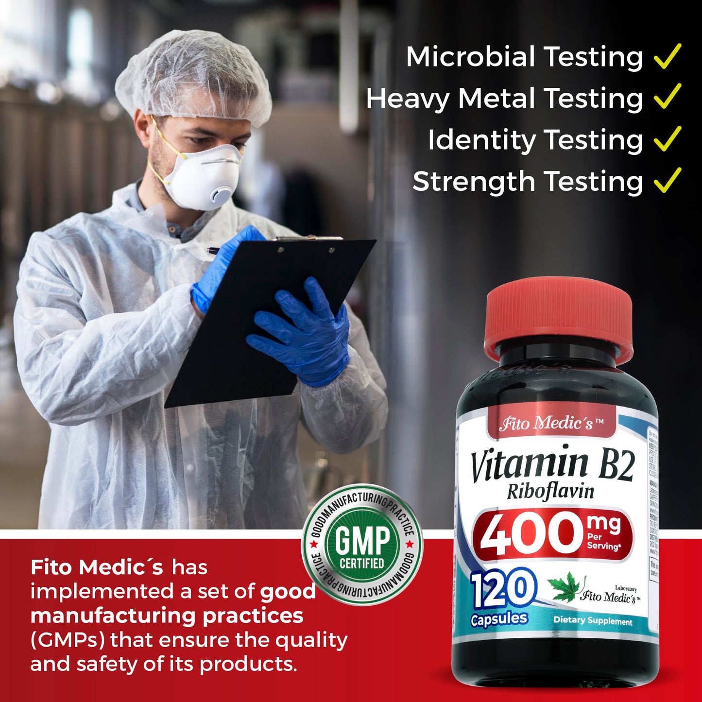 Producto Fito Medic's vitamina B2 120 cápsulas para bienestar