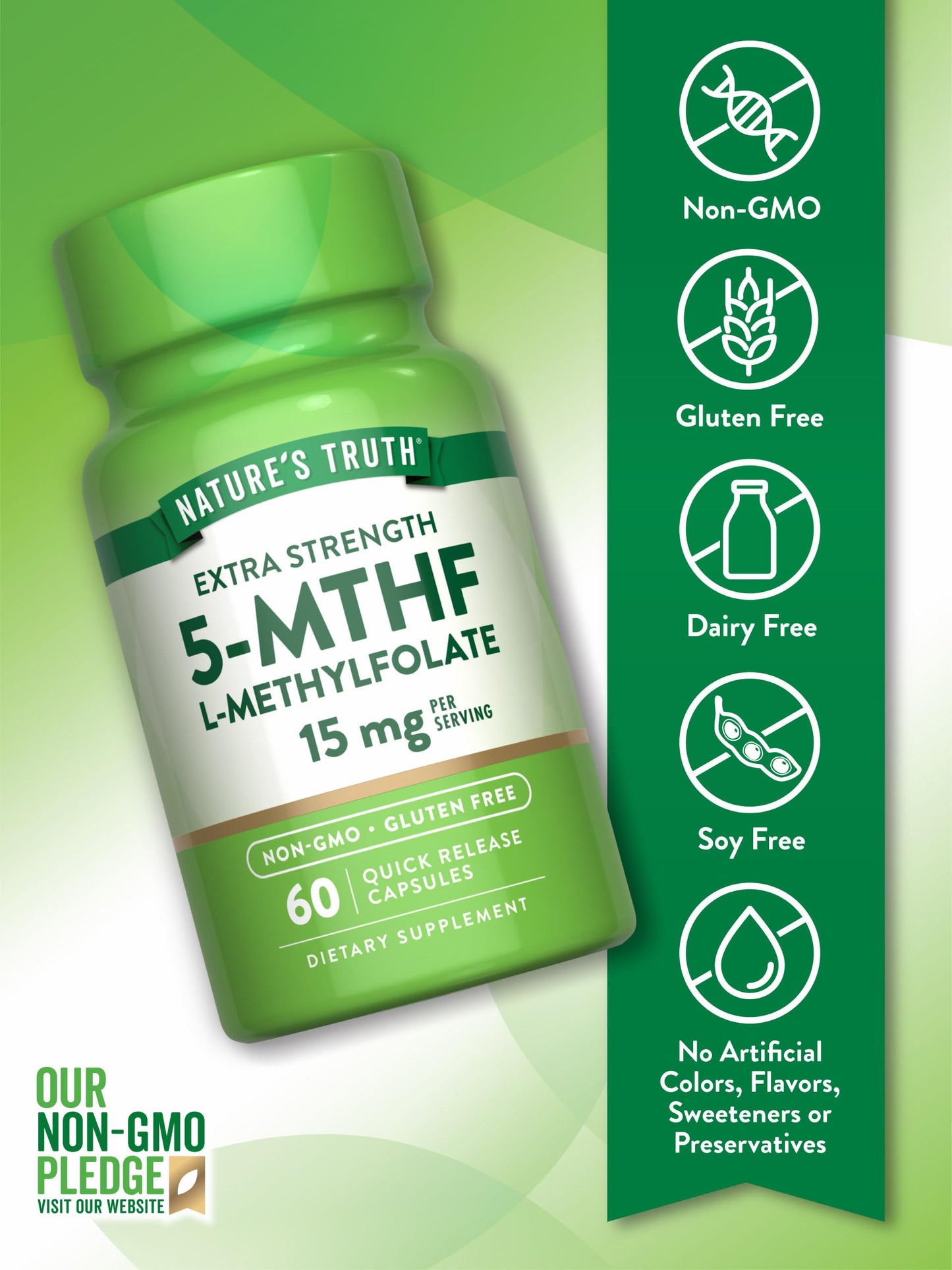 Producto Nature's Truth L Metilfolato 15mg 60 cápsulas