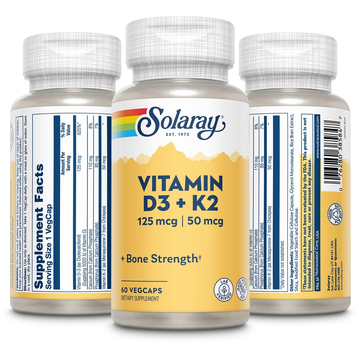 Producto solaray vitamina d3 k2 magnesio para soporte vital