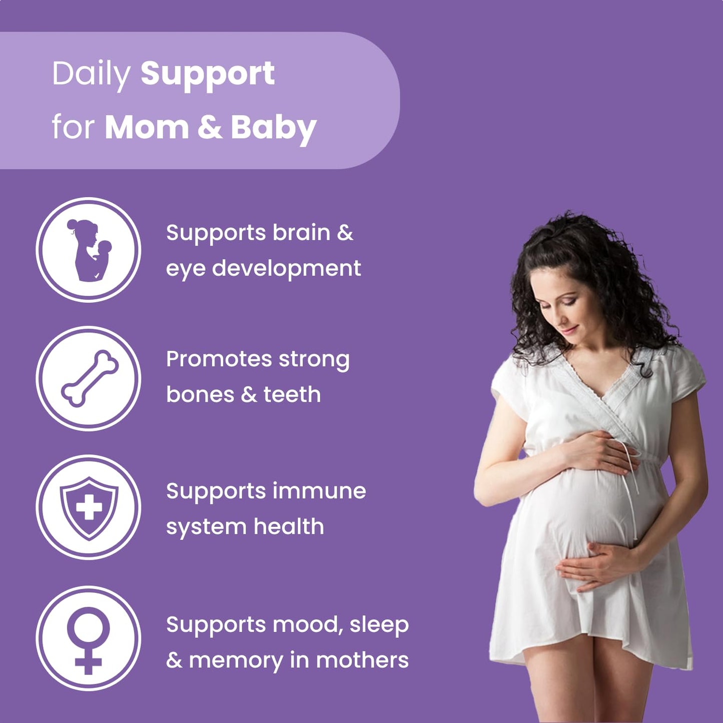 Productos probióticos y vitaminas Mother's Promise para embarazo