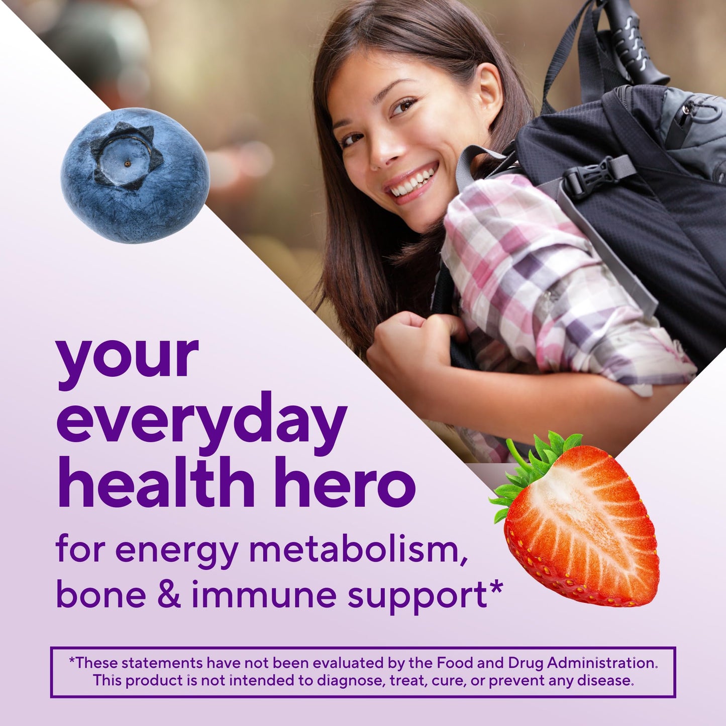 Promoción de Vitafusion destacando beneficios para la salud.