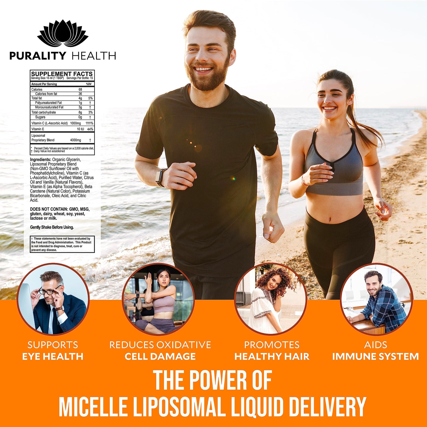 Purality health vitamina c líquida vegana suplemento líquido saludable