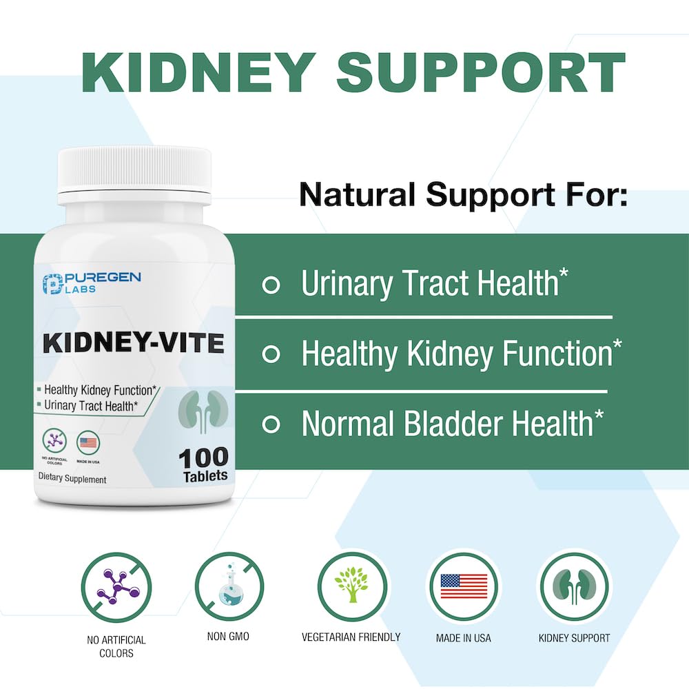 Puregen Kidney-Vite no GMO, sin gluten