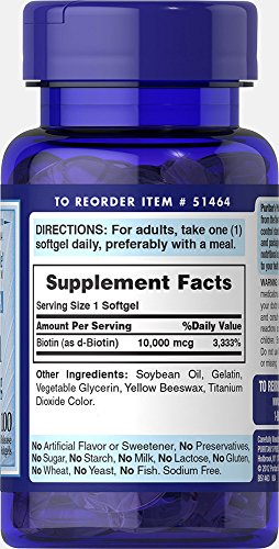 Puritan's Pride biotina cápsulas apoyo belleza y metabolismo