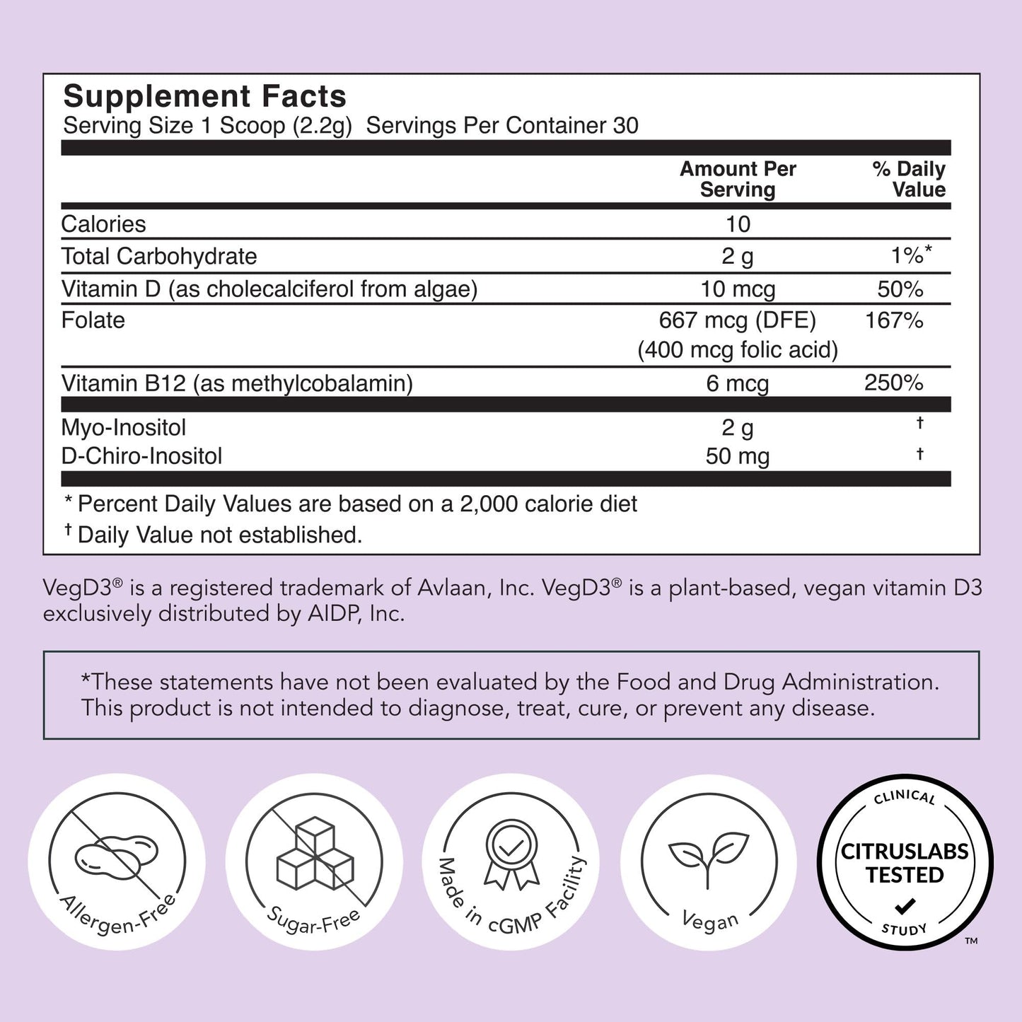 Rael función hormonal inositol con ácido fólico y vitamina D