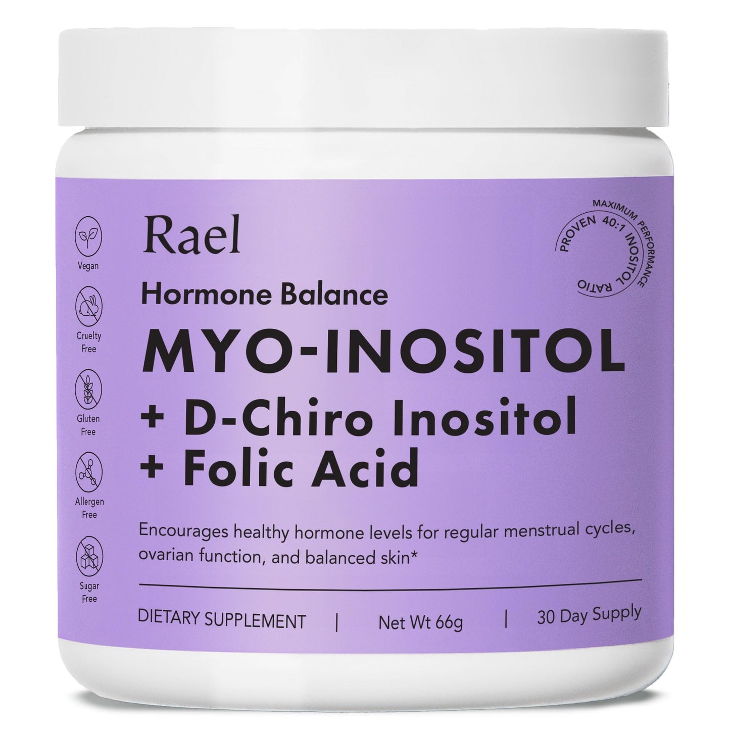 Rael suplemento polvo inositol balance hormonal mujer 30 porciones