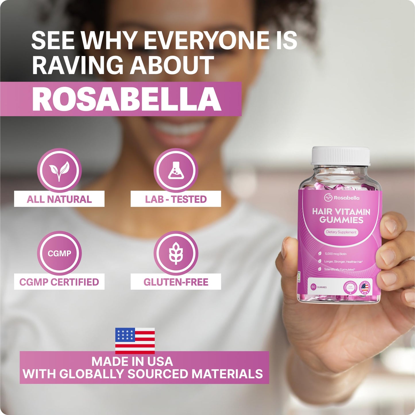 raza gomitas rosabella vitaminas cabello veganas