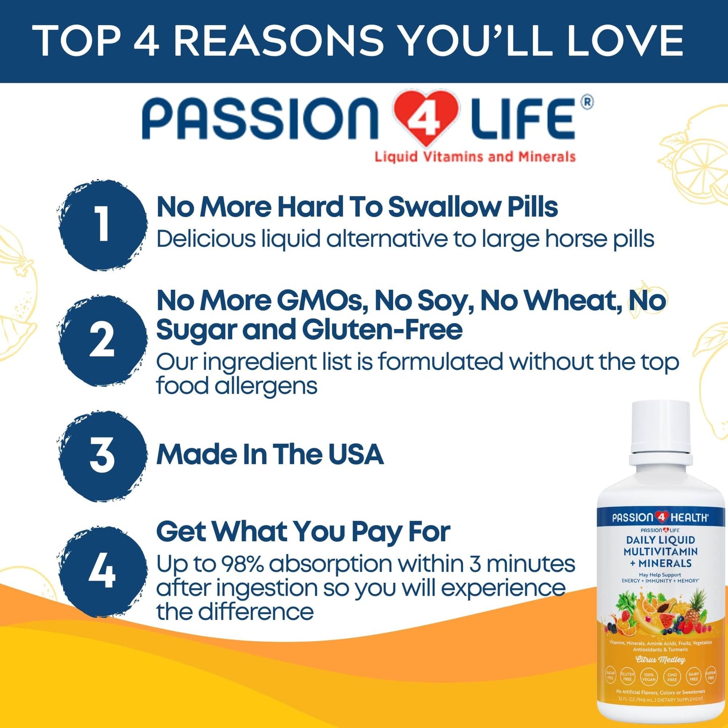 Razones para amar las multivitaminas líquidas Passion 4 Life