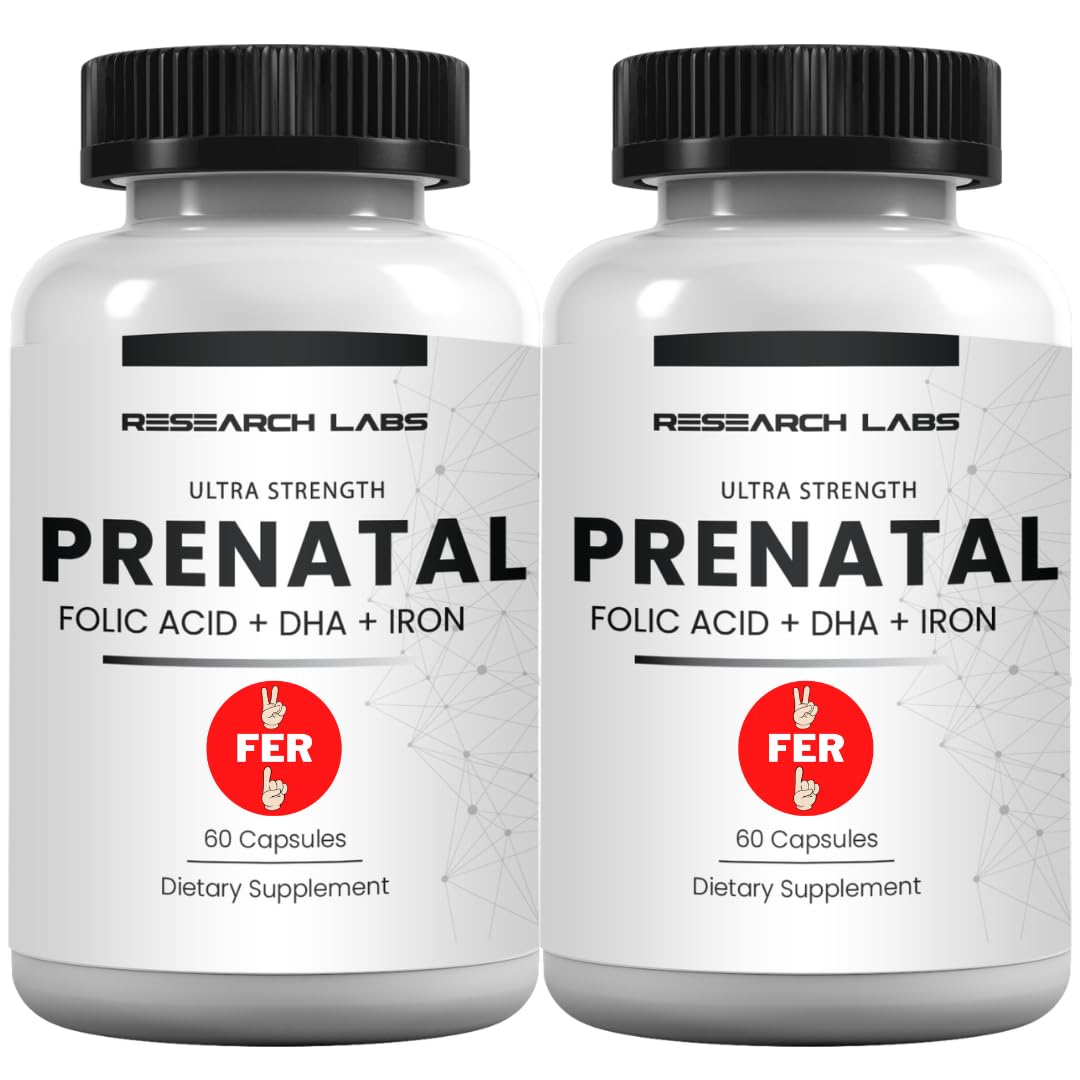 Research Labs vitaminas prenatales 60 cápsulas empaque frontal