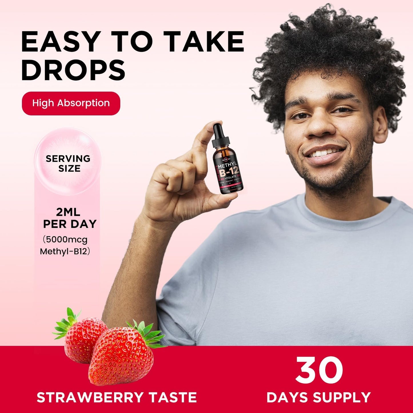 Gotas Nevitamina b12 ReviNutra 5000mcg sabor fresa vegana