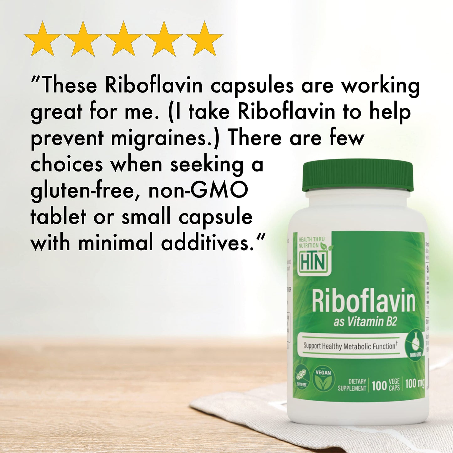 Riboflavina vitamina B2 cápsulas no transgénicas probadas