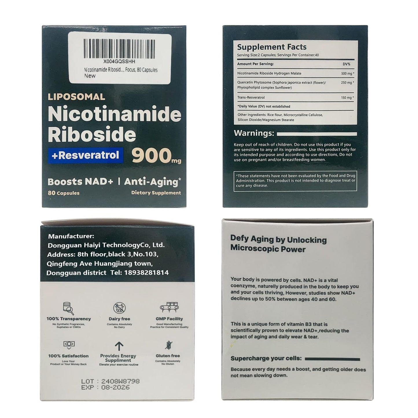 Ribósido de nicotinamida cápsulas para salud celular