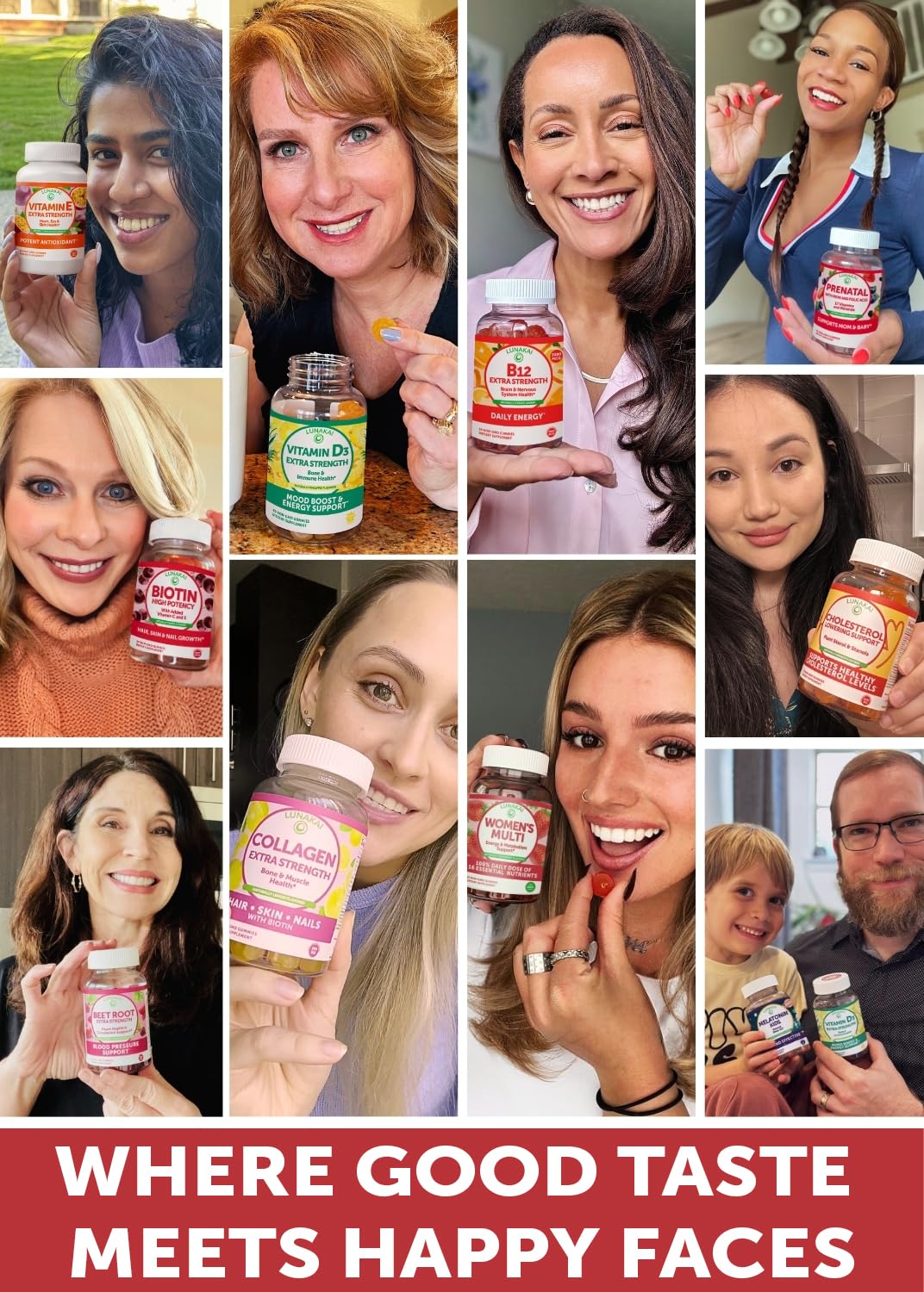 Sabor a fresa de gomitas multivitamínicas Lunakai para mujeres