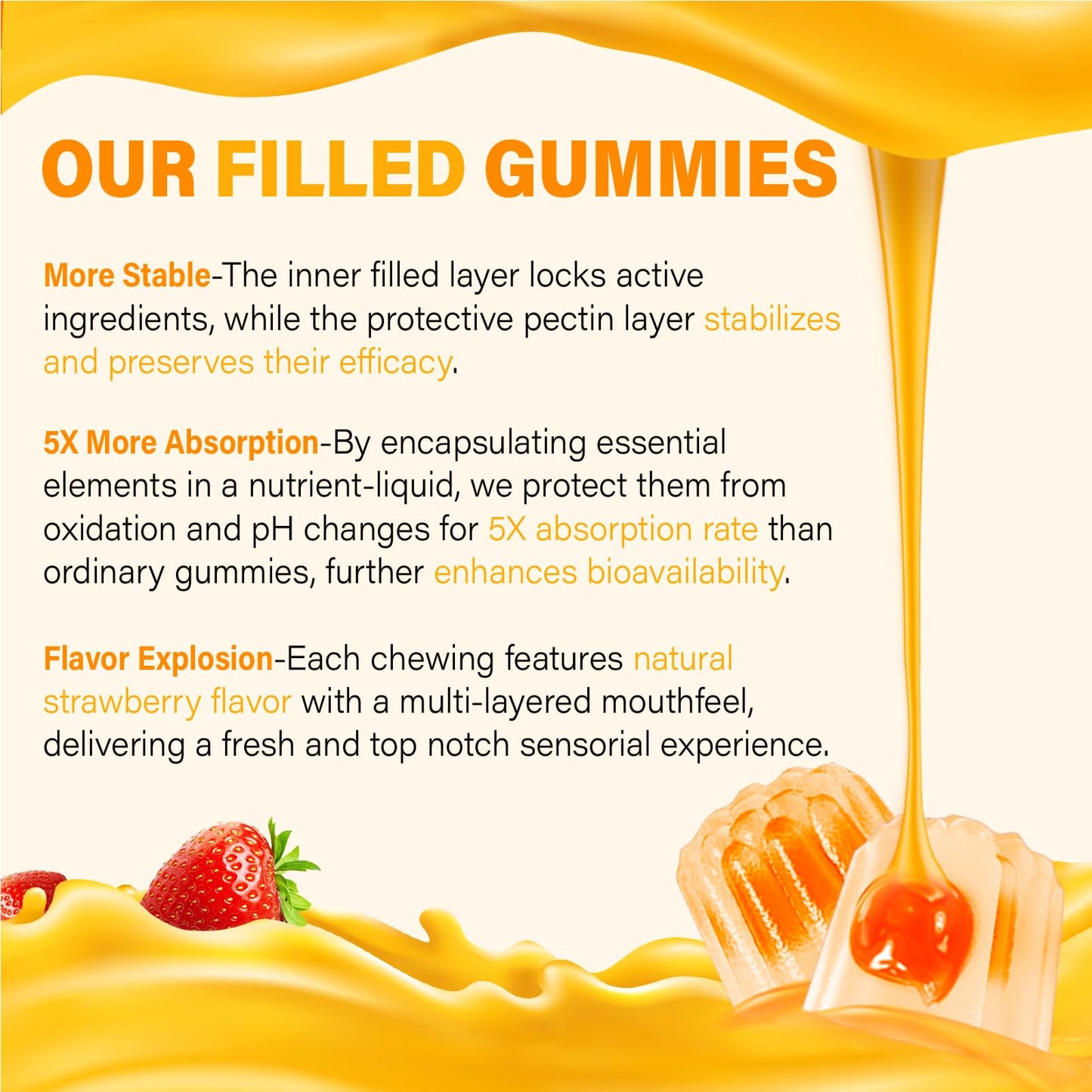 Sabor a fresa gomitas vitamina c liposomal sin azúcar Tcemundry