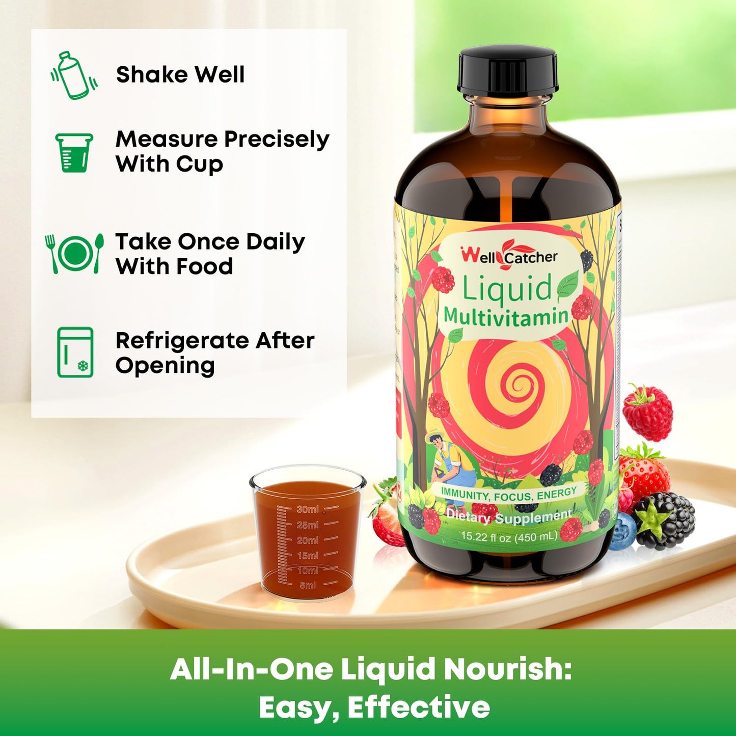 Sabor frutos rojos multivitaminas líquidas para niños y adultos