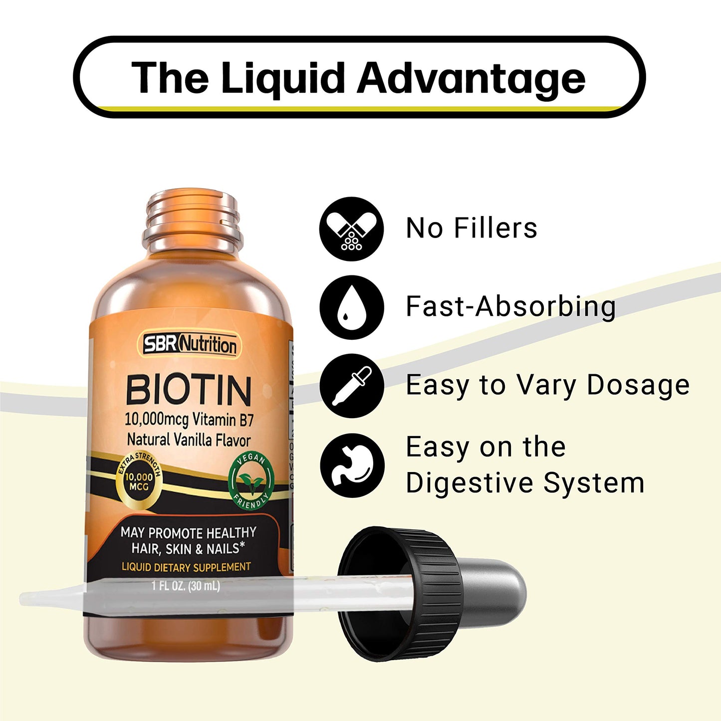 Sabor vainilla gotas liquidas Biotina SBR Nutrition