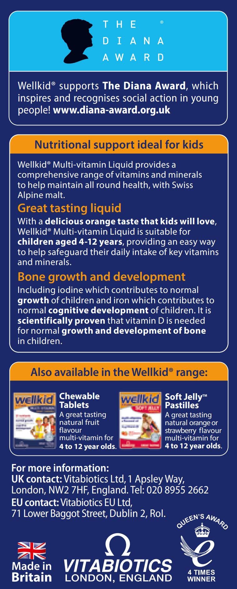 Sabor del multivitamínico Wellkid en líquido