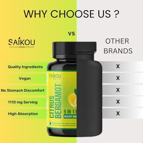 Detalle cápsulas Saikou Herbs Citrus Bergamot para salud integral