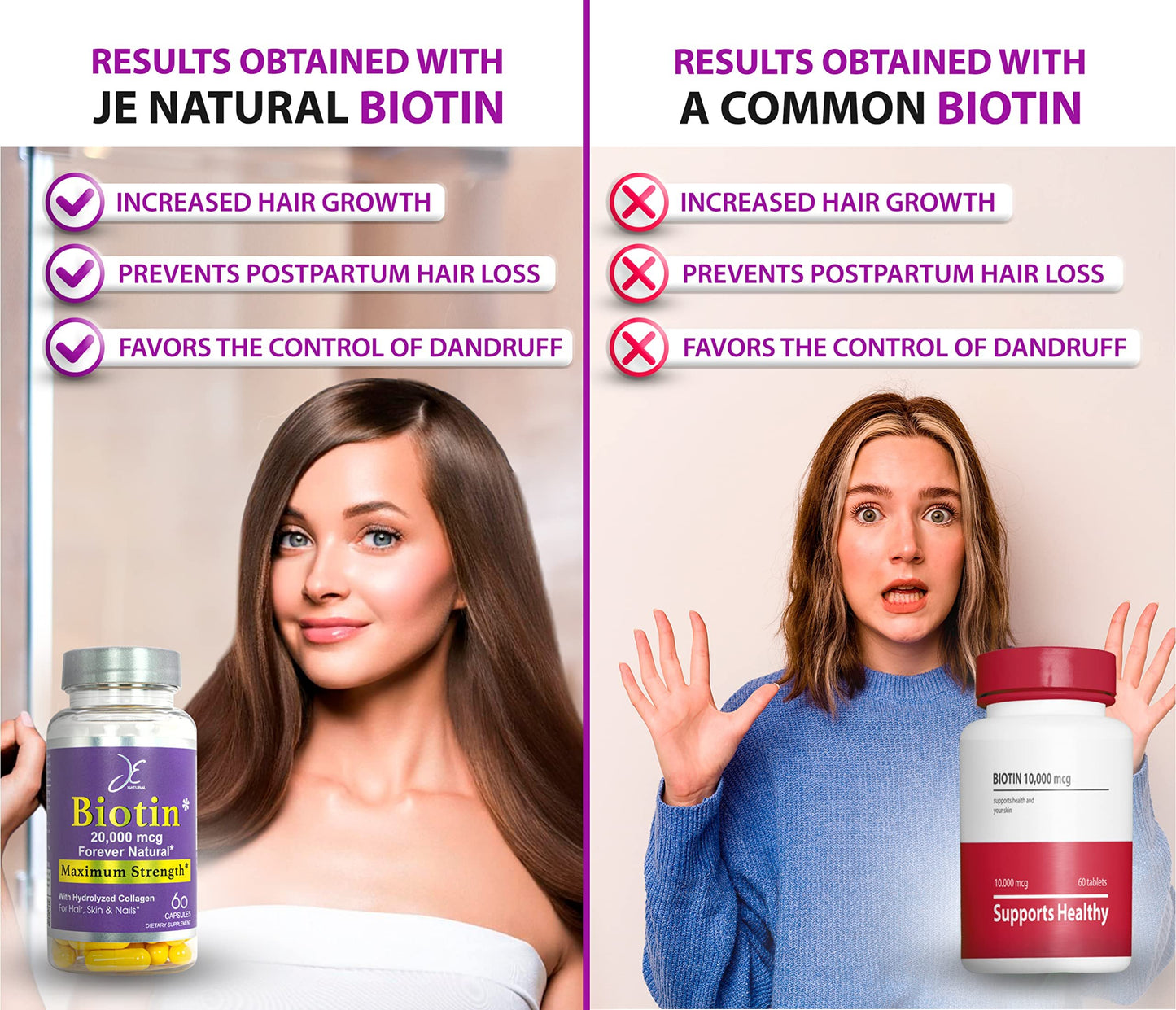 Salud integral cabello piel y uñas con JE Natural biotina