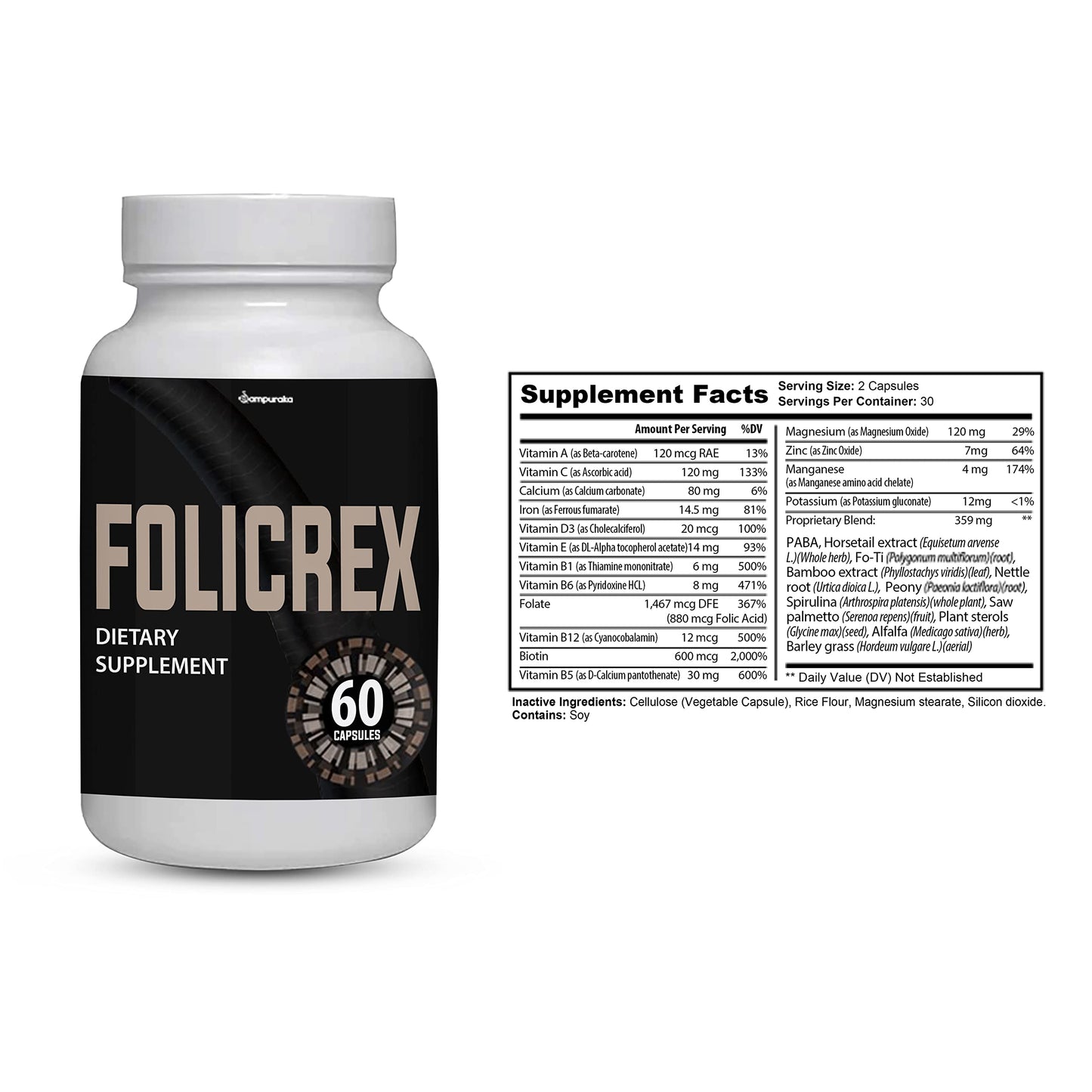 Sampuraka Folicrex Advance suplemento folato vista lateral