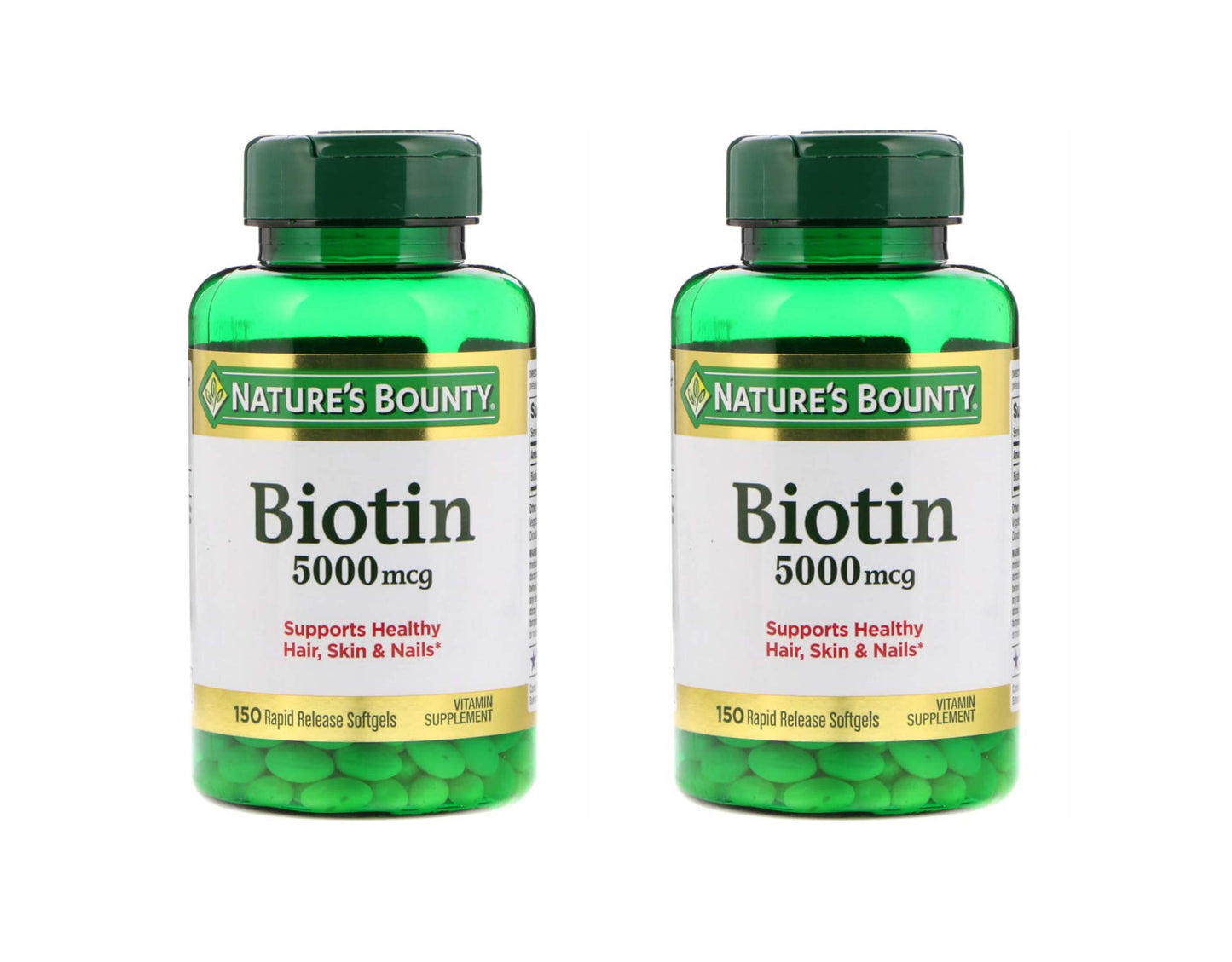 Set de dos frascos de biotina 5000 mcg Nature's Bounty