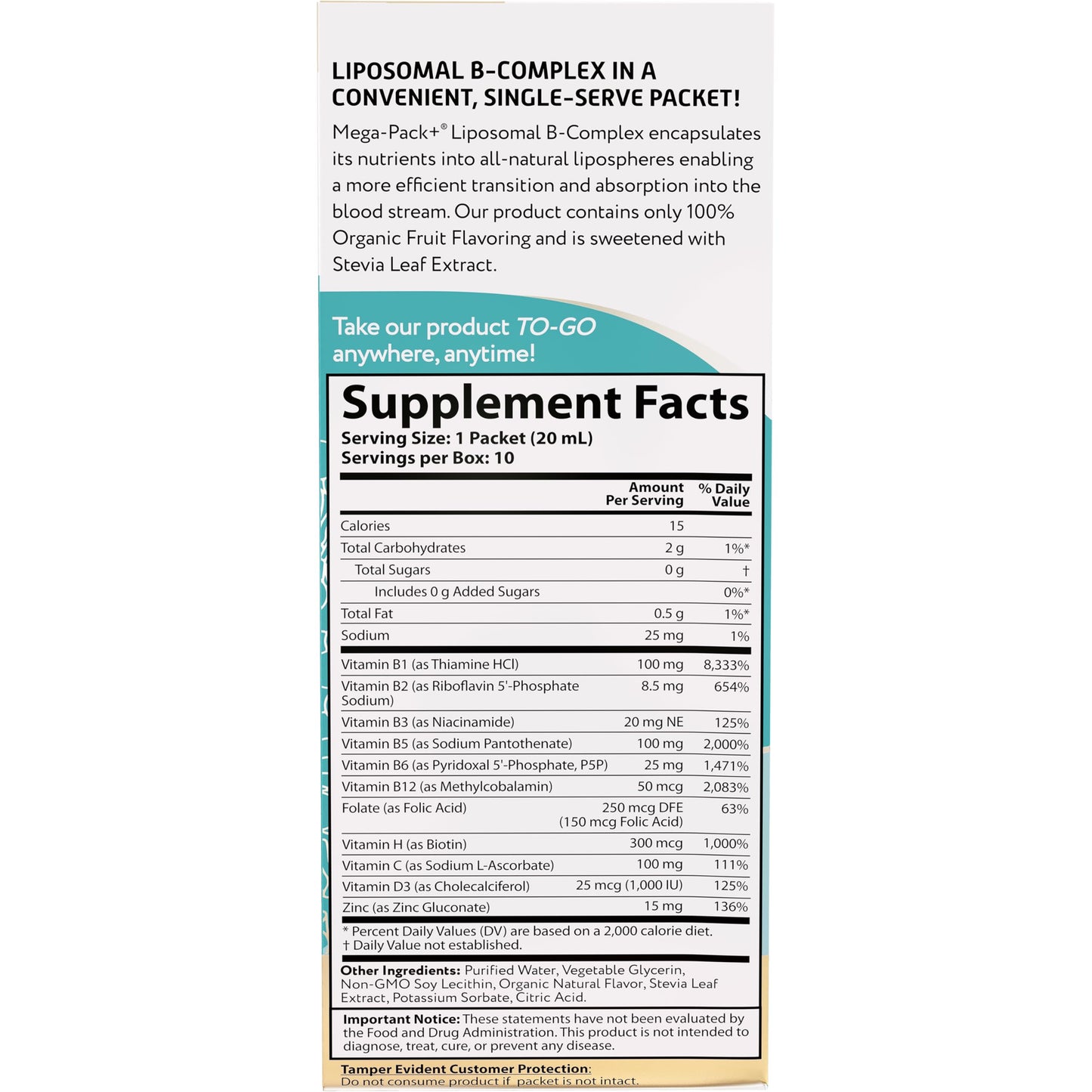 Sobres individuales Mega-Liposomal B-Complex y vitamina C Aurora