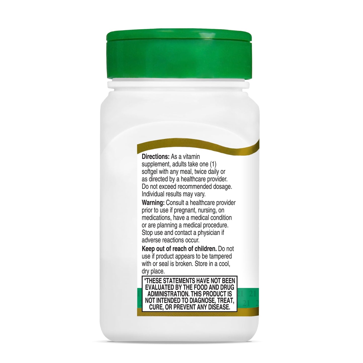 Softgel vitamina E 21st Century vista cercana