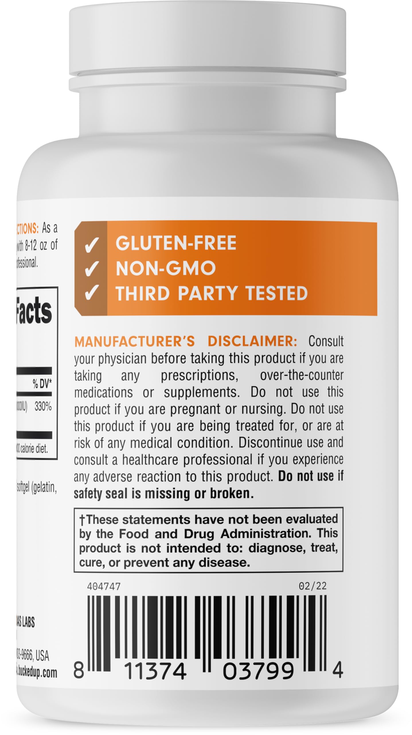 Softgeles vitamina A 10000ui Bucked Up paquete