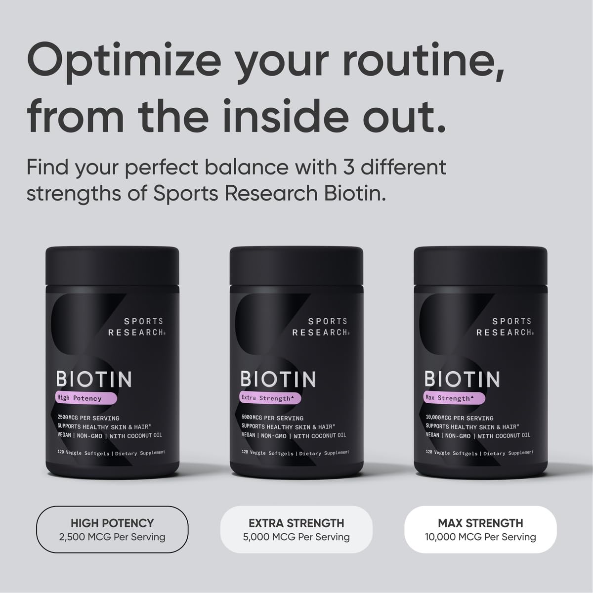 Softgels Sports Research biotina cápsulas para queratina saludable