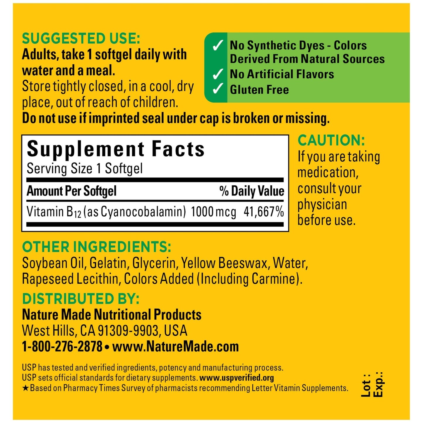 Softgels de vitamina B12 1000 mcg.