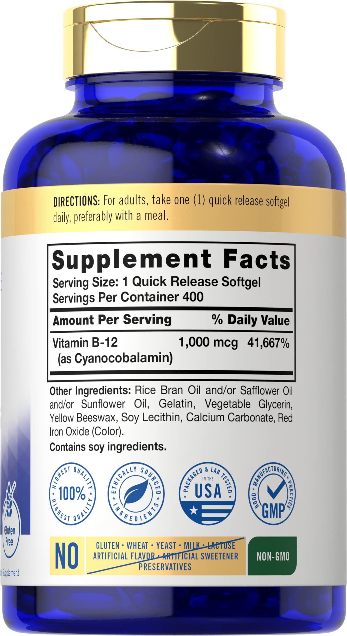 Softgels de vitamina B12 1000mcg de rápida absorción Carlyle